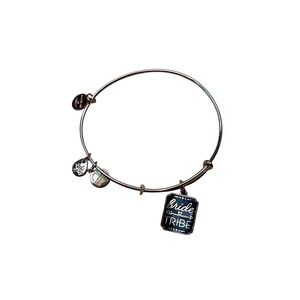 Alex and Ani Bride Tribe Rose Gold Tone Expandable Wire Bangle Bracelet Black